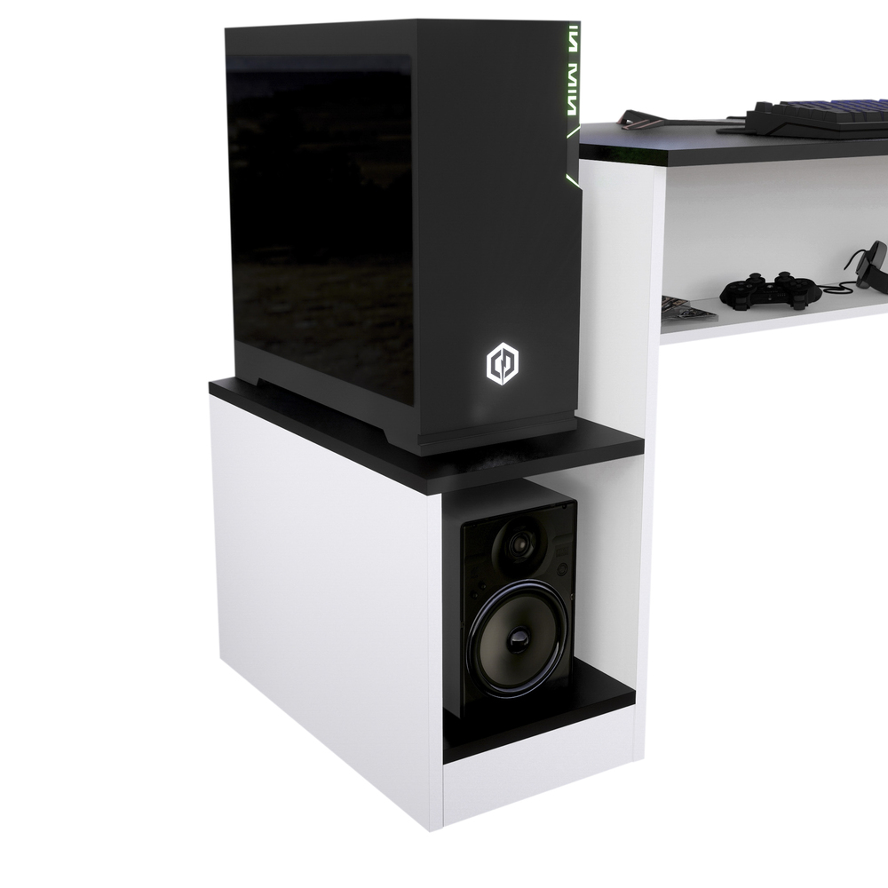 ESCRITORIO GAMER MOVENDA MUEBLES GAMER NR05 180 CM X 60 CM NEGRO CON BLANCO NR 05 - 7