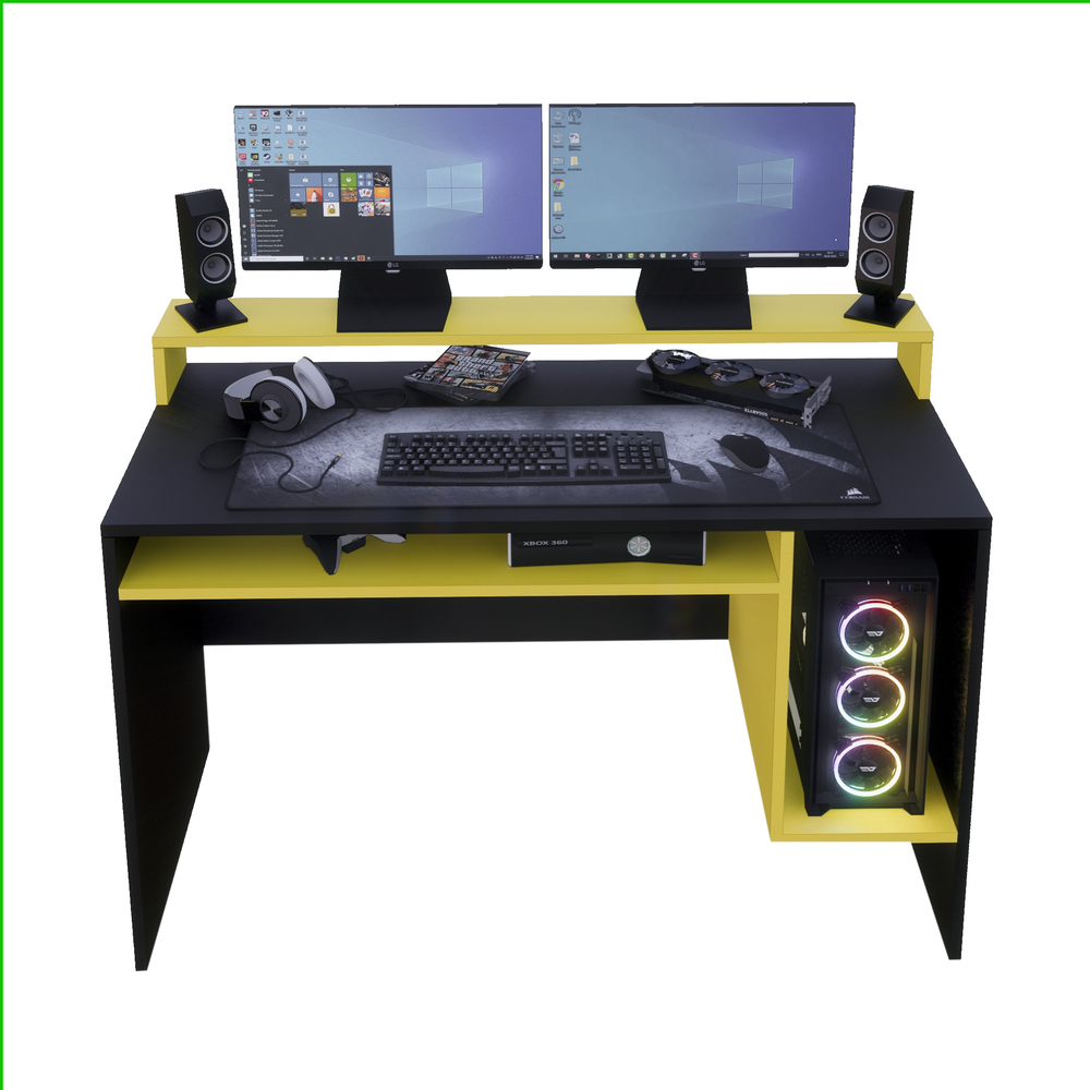 ESCRITORIO GAMER NR 07 120CM MOVENDA NEGRO CON AMARILLO - 7