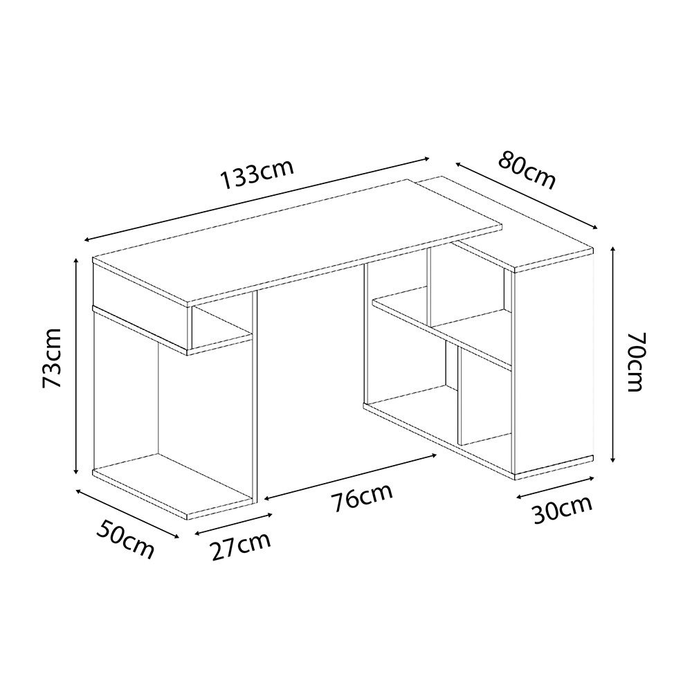 ESCRITORIO GAMER MOVENDA MUEBLES GAMER NR11 50 CM X 133 CM NEGRO/BLANCO EN L X80CM NR 11 - 8