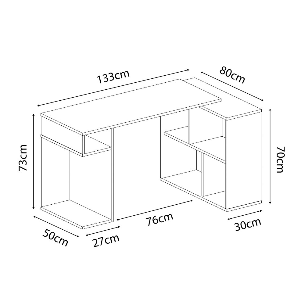 ESCRITORIO GAMER MOVENDA MUEBLES GAMER NR11 50 CM X 133 CM NEGRO EN L X80CM NR 11 - 9