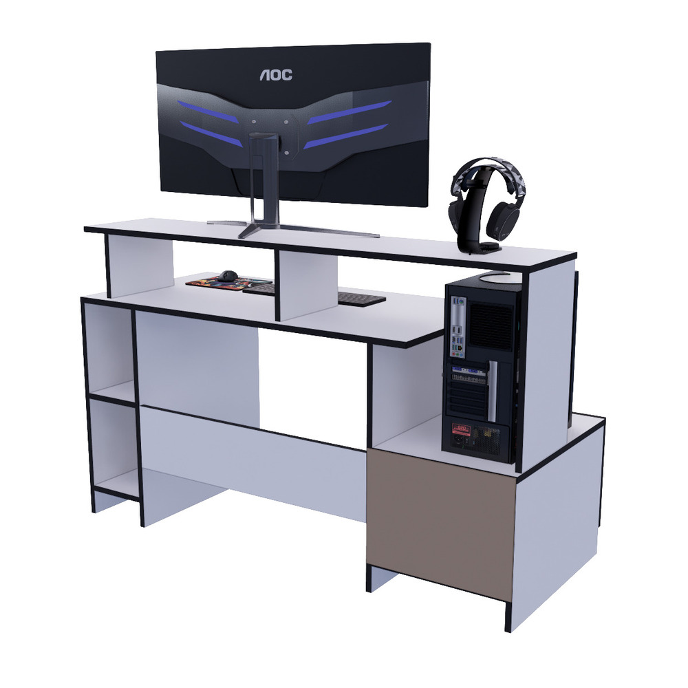 ESCRITORIO GAMER MOVENDA MUEBLES GAMER 13 150 CM X 60 CM BLANCO NR 13 - 7