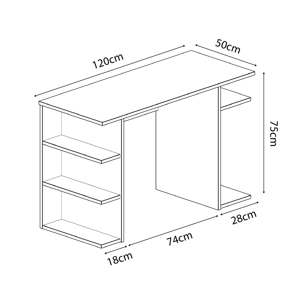 ESCRITORIO GAMER MOVENDA MUEBLES GAMER 12 120 CM X 50 CM NEGRO - 7
