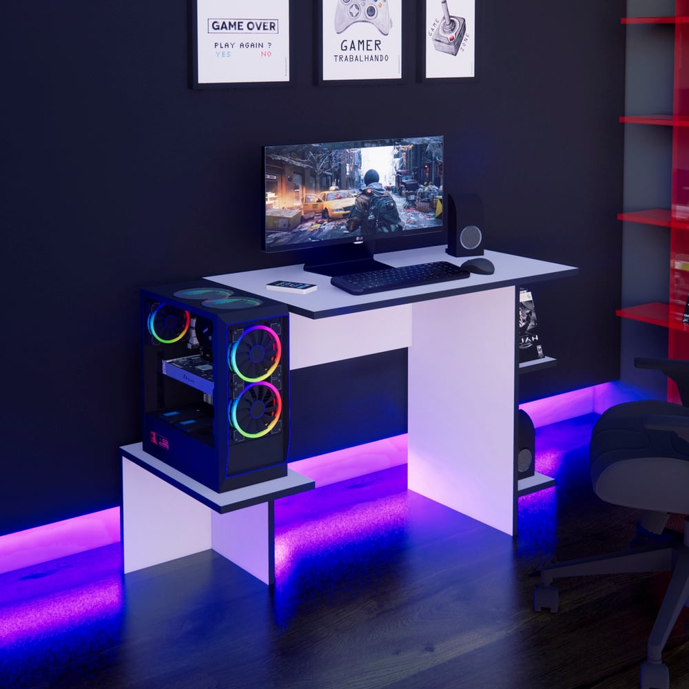 ESCRITORIO GAMER NR 10 121CM MOVENDA BLANCO - 4