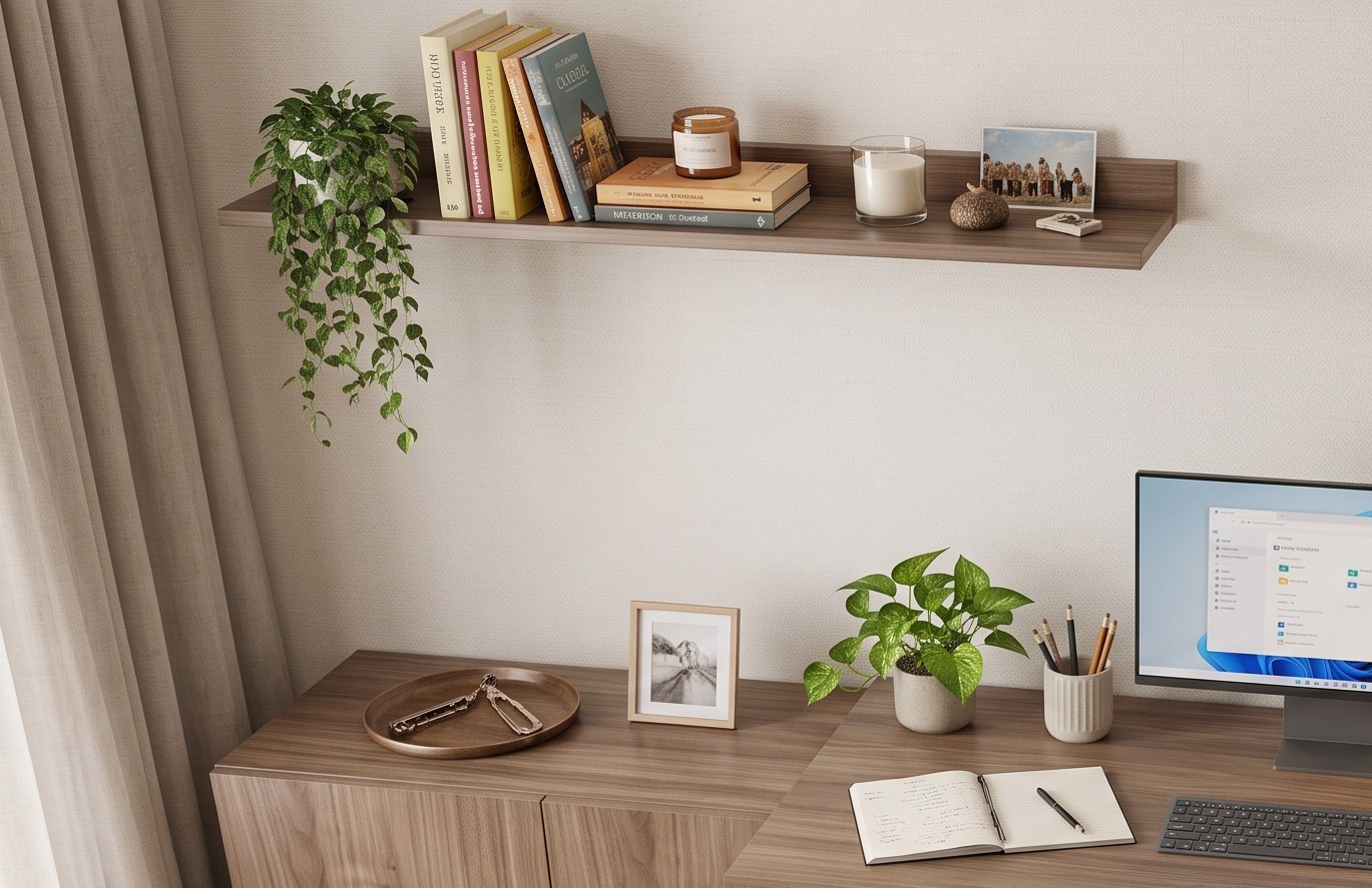 ESCRITORIO MOVENDA MUEBLES CLARA 188 CM X 60 CM MARRÓN CON REPISA Y PORTA CPU CM 2 PUERTAS GALES - 5