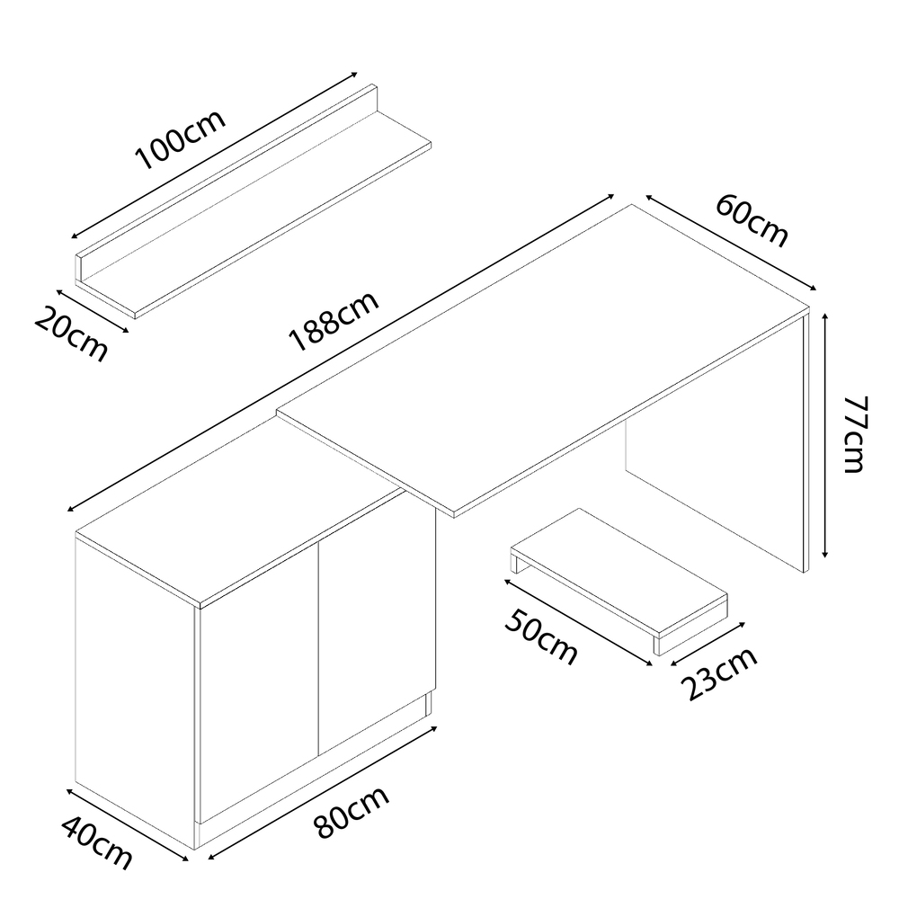ESCRITORIO MOVENDA MUEBLES CLARA 188 CM X 60 CM MARRÓN CON REPISA Y PORTA CPU CM 2 PUERTAS GALES - 9