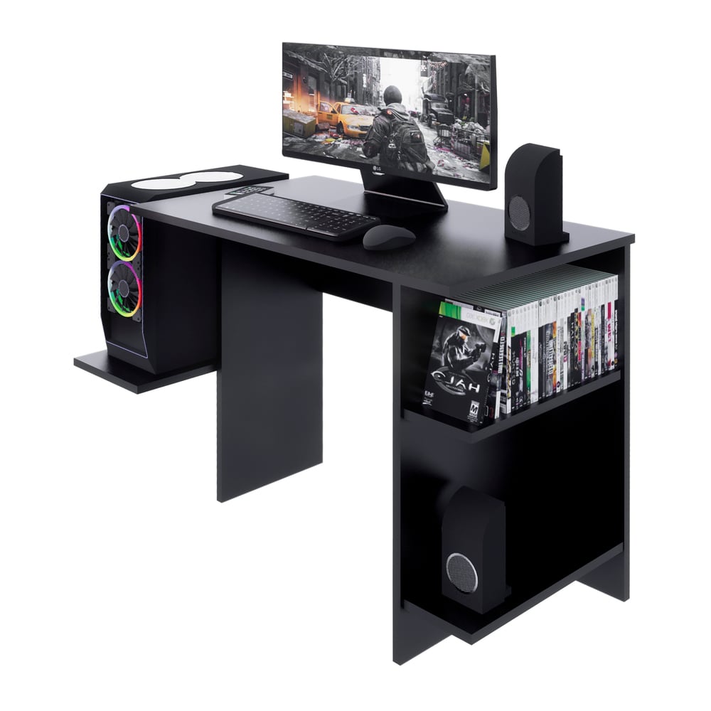 ESCRITORIO GAMER MOVENDA MUEBLES GAMER 10 121 CM X 50 CM NEGRO - 7