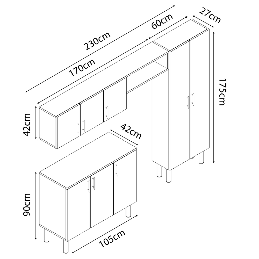 MUEBLE DE COCINA VALERIA 230CM MOVENDA BLANCO - 10