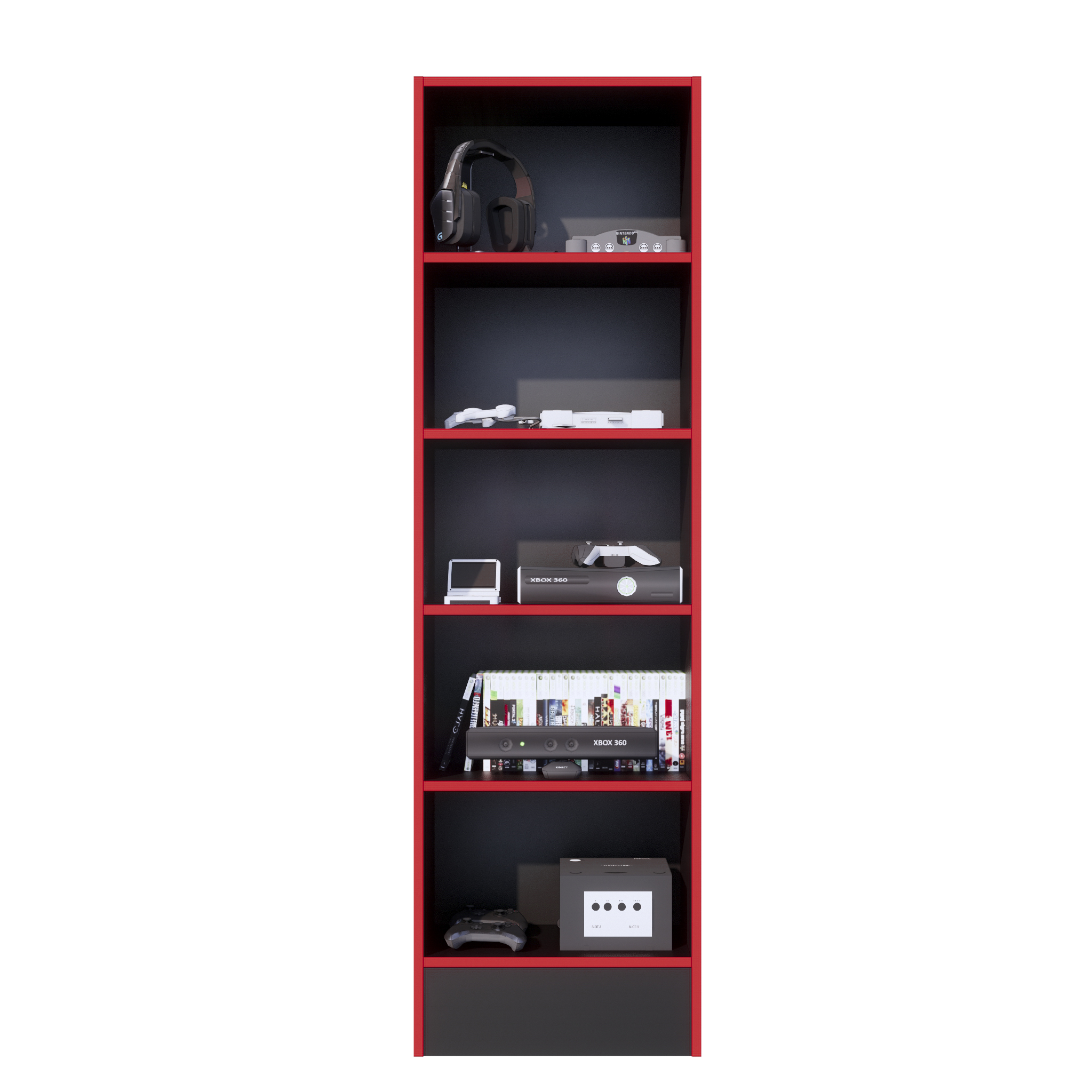 ESTANTE GAMER NR 01 177X52CM NEGRO/ROJO - 7