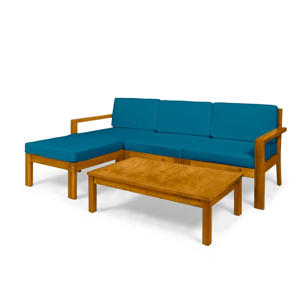 SET JUEGO TERRAZA MOVENDA MUEBLES DROMAS 3 PERSONAS MESA MADERA - 2