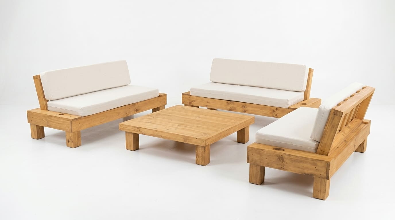SET JUEGO TERRAZA MOVENDA MUEBLES FAISAN 6 PERSONAS MESA MADERA - 5