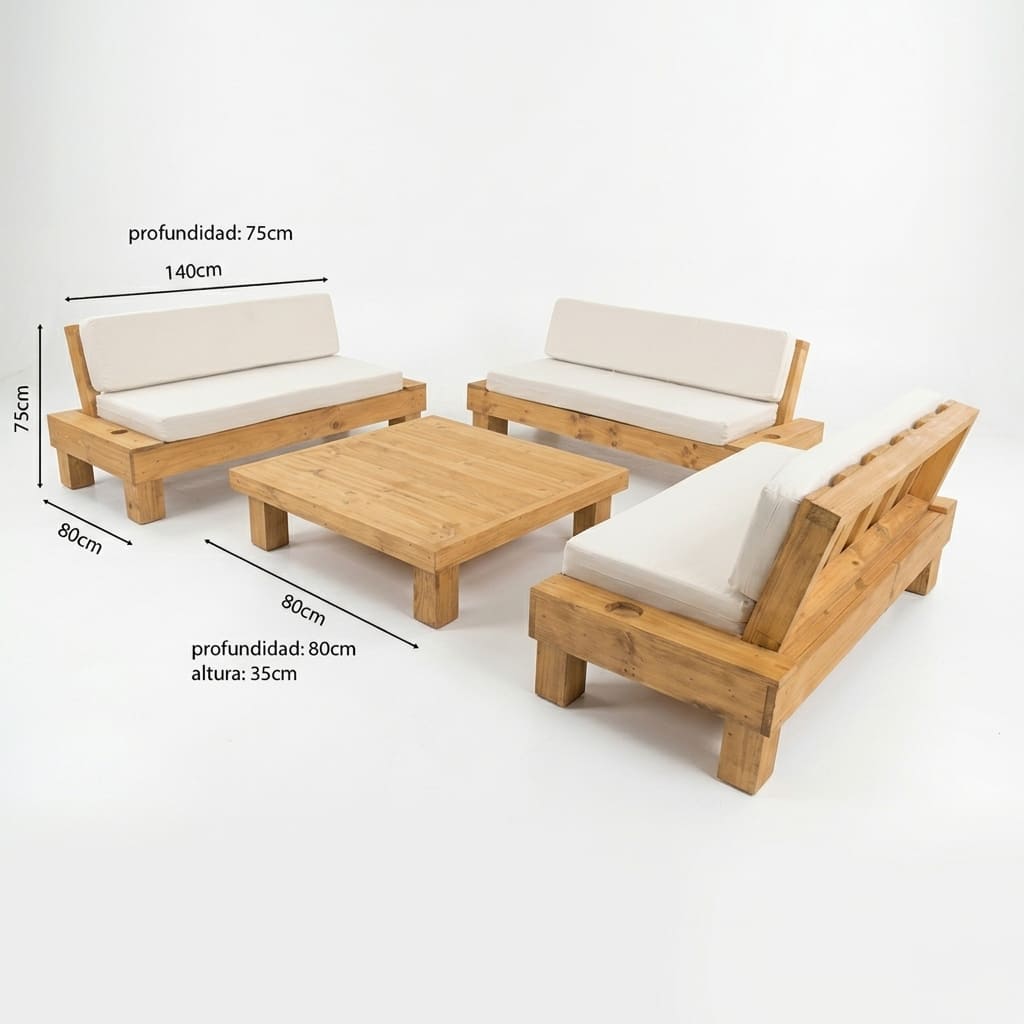 SET JUEGO TERRAZA MOVENDA MUEBLES FAISAN 6 PERSONAS MESA MADERA - 8