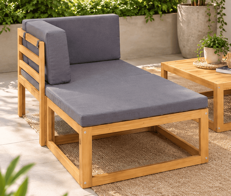 SET JUEGO TERRAZA MOVENDA MUEBLES LLANERO 4 PERSONAS MESA MADERA - 2