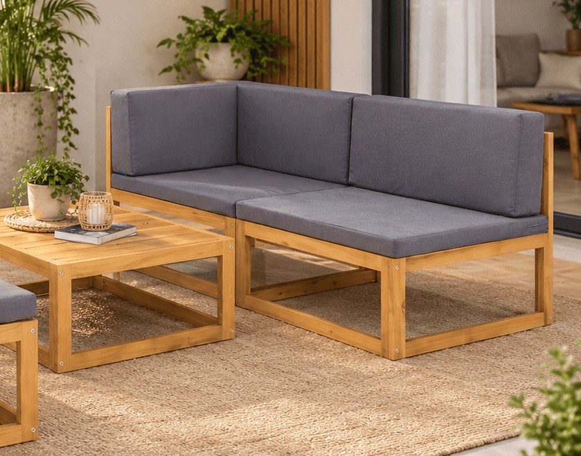 SET JUEGO TERRAZA MOVENDA MUEBLES LLANERO 4 PERSONAS MESA MADERA - 3