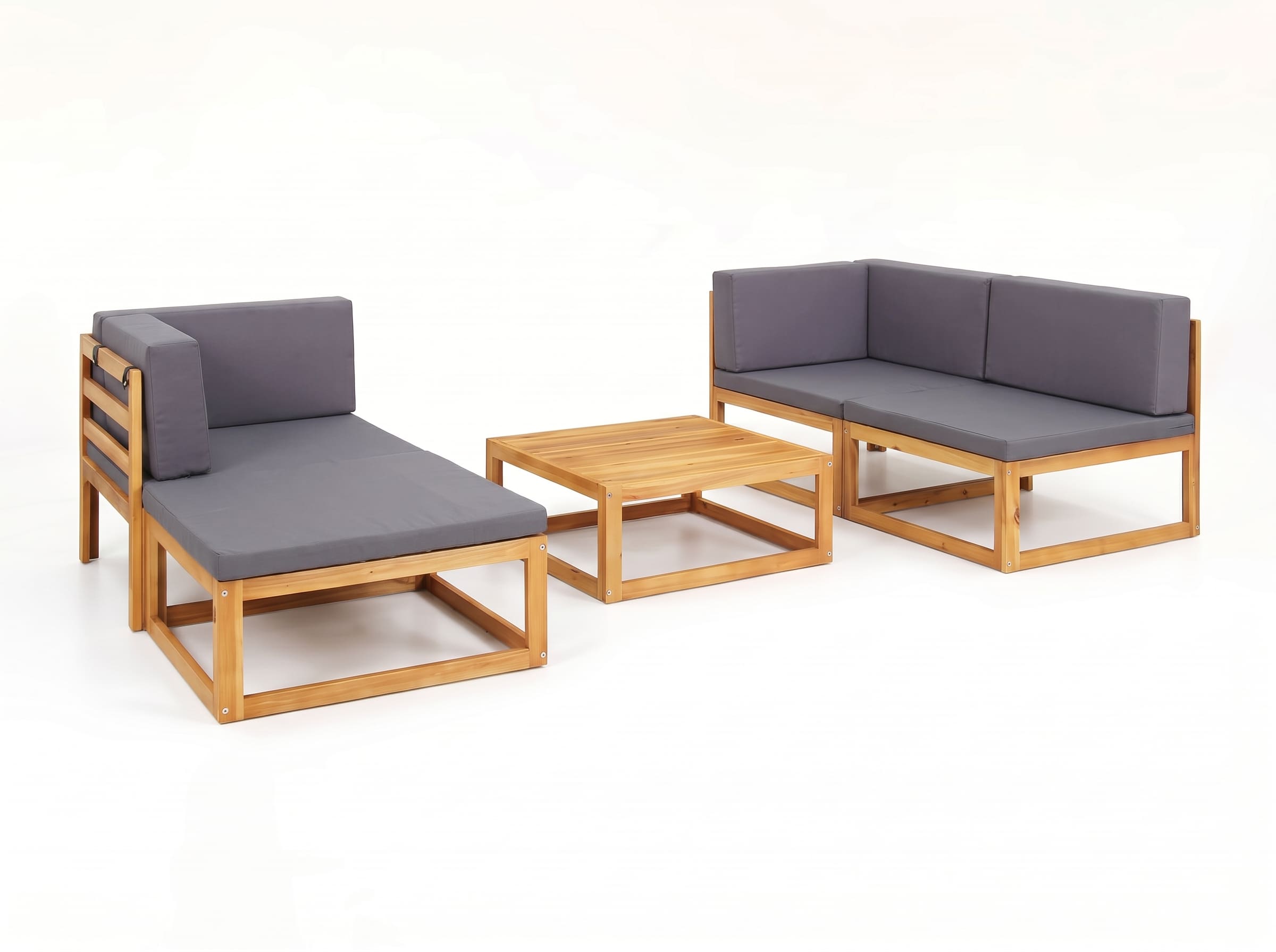 SET JUEGO TERRAZA MOVENDA MUEBLES LLANERO 4 PERSONAS MESA MADERA - 6