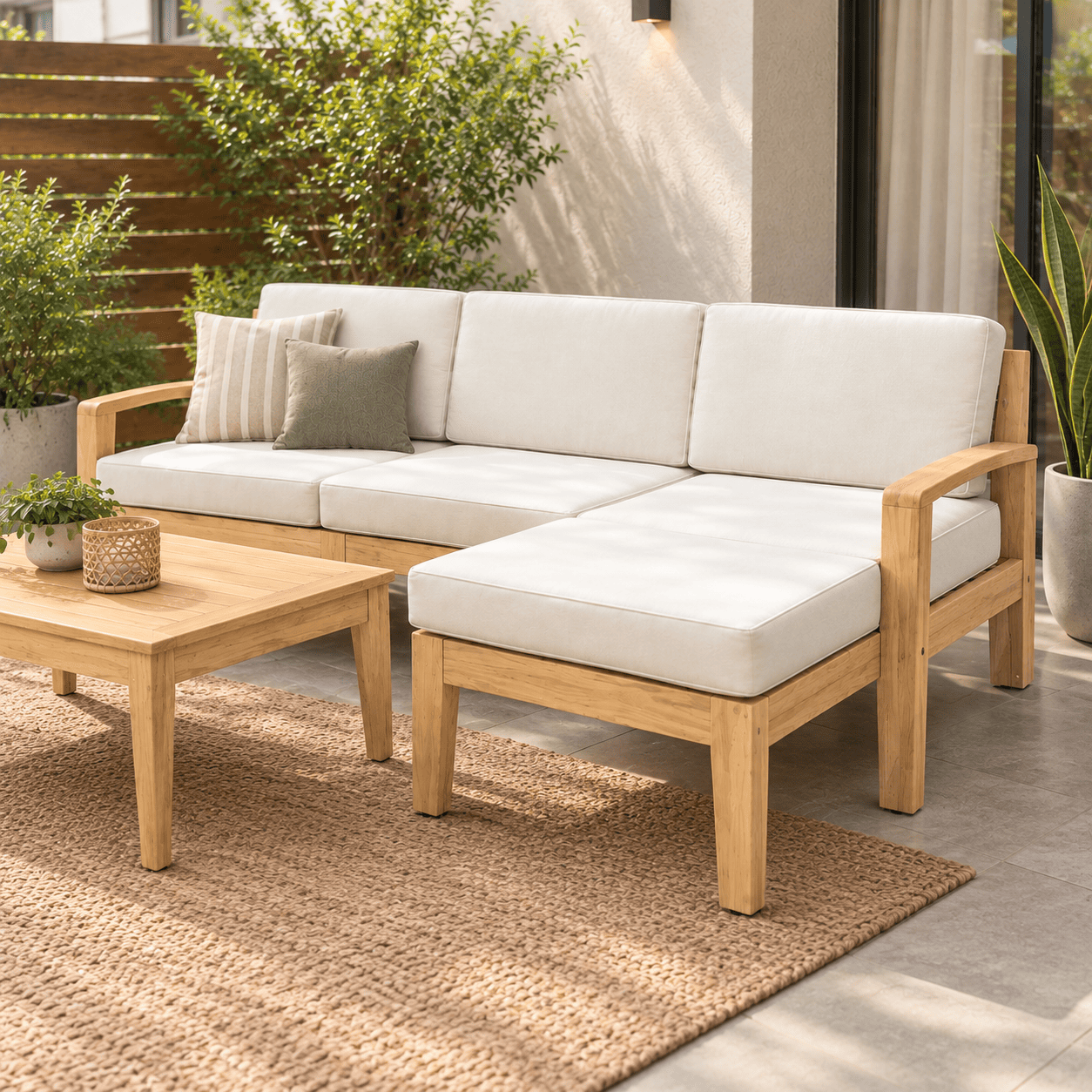 SET JUEGO TERRAZA MOVENDA MUEBLES CISNE 3 PERSONAS MESA MADERA - 2