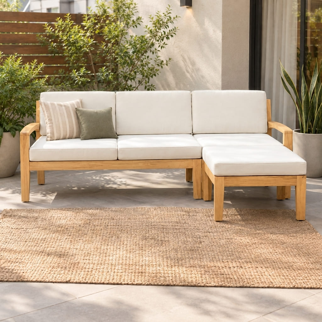 SET JUEGO TERRAZA MOVENDA MUEBLES CISNE 3 PERSONAS MESA MADERA - 4