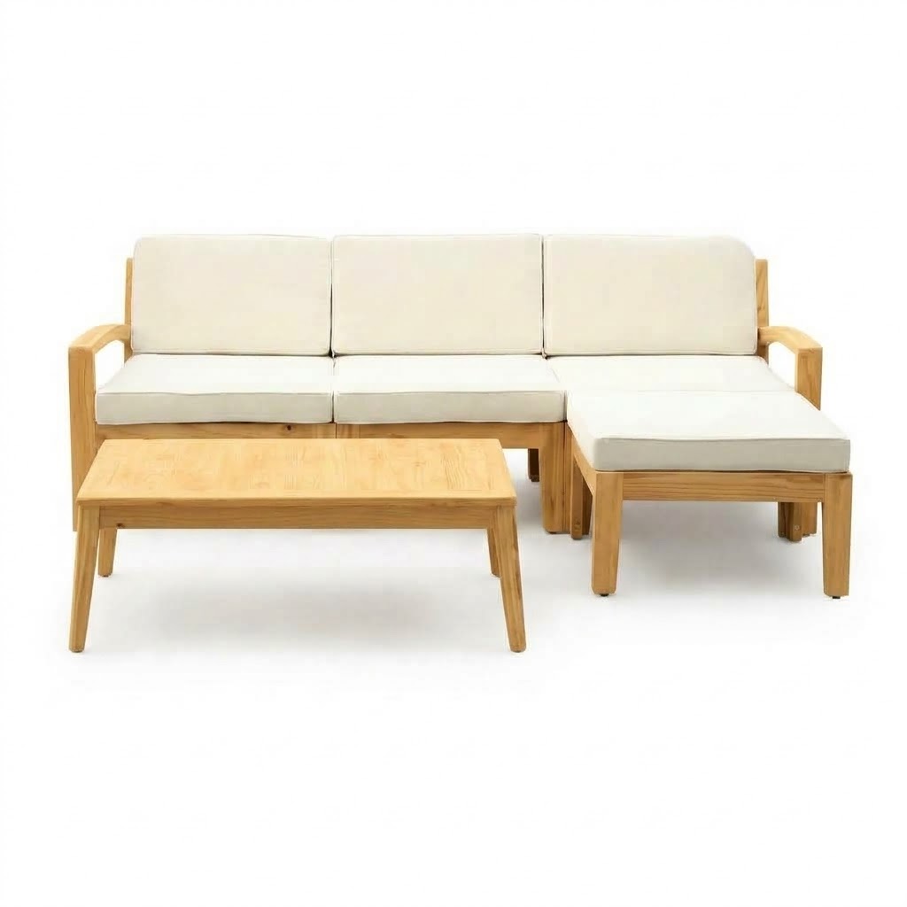 SET JUEGO TERRAZA MOVENDA MUEBLES CISNE 3 PERSONAS MESA MADERA - 6