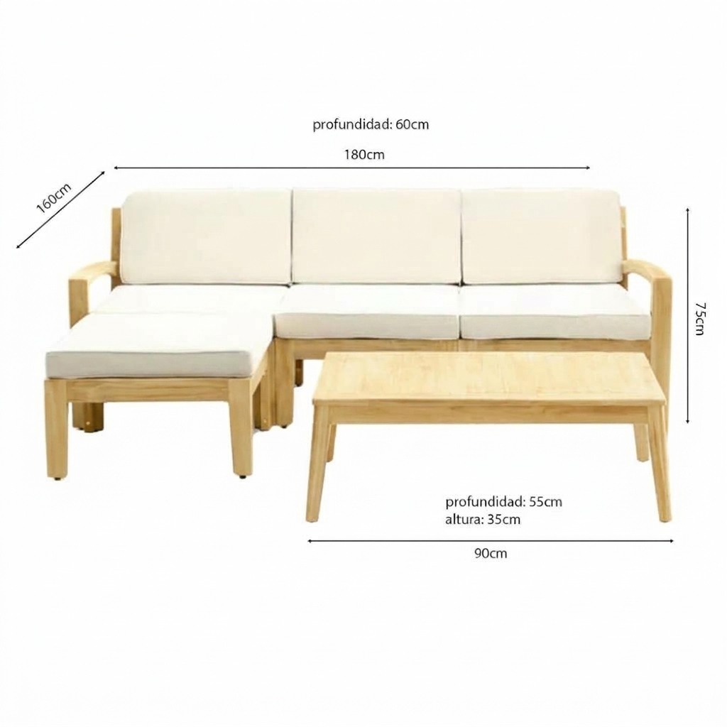 SET JUEGO TERRAZA MOVENDA MUEBLES CISNE 3 PERSONAS MESA MADERA - 7