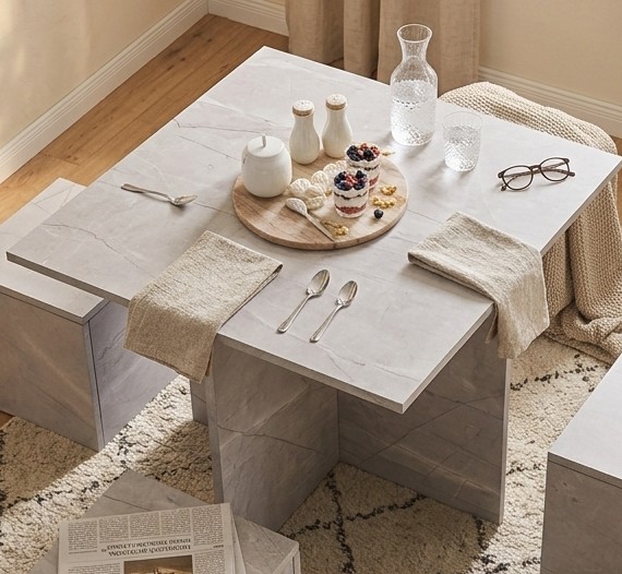 JUEGO COMEDOR MOVENDA MUEBLES CARTAGENA GRIS 4 PERSONAS MOVENDA IBIZA - 4