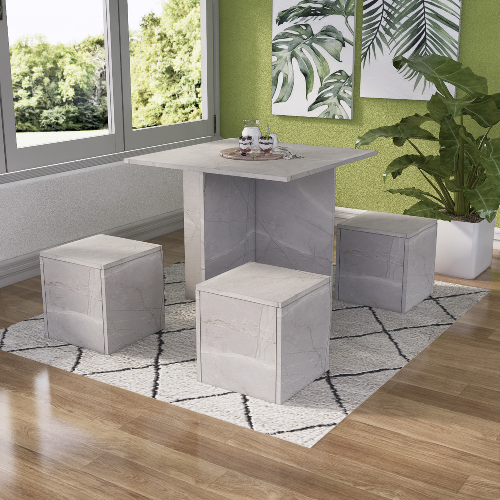 JUEGO COMEDOR MOVENDA MUEBLES CARTAGENA GRIS 4 PERSONAS MOVENDA IBIZA - 7