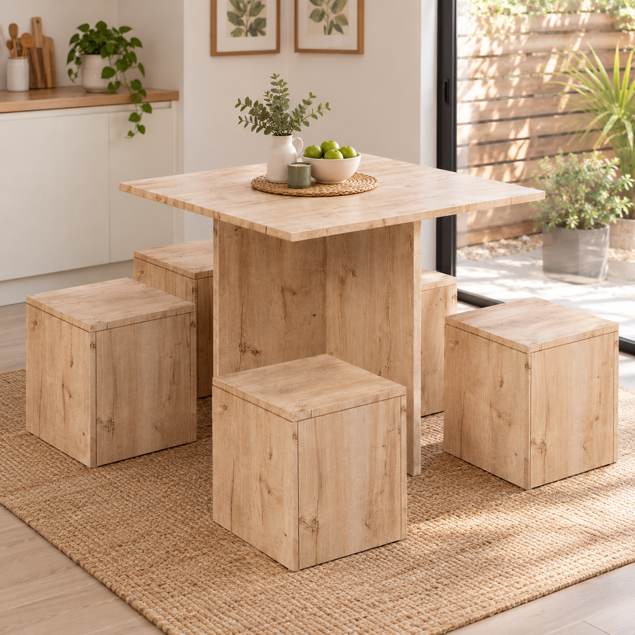 JUEGO COMEDOR MOVENDA MUEBLES CARTAGENA BEIGE 4 PERSONAS MOVENDA - 1