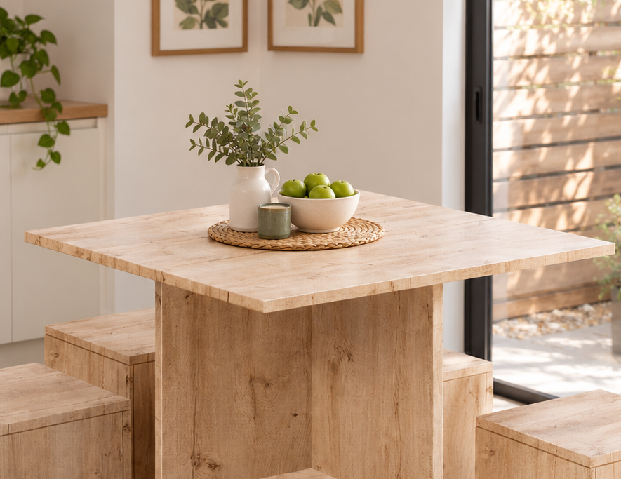 JUEGO COMEDOR MOVENDA MUEBLES CARTAGENA BEIGE 4 PERSONAS MOVENDA - 2