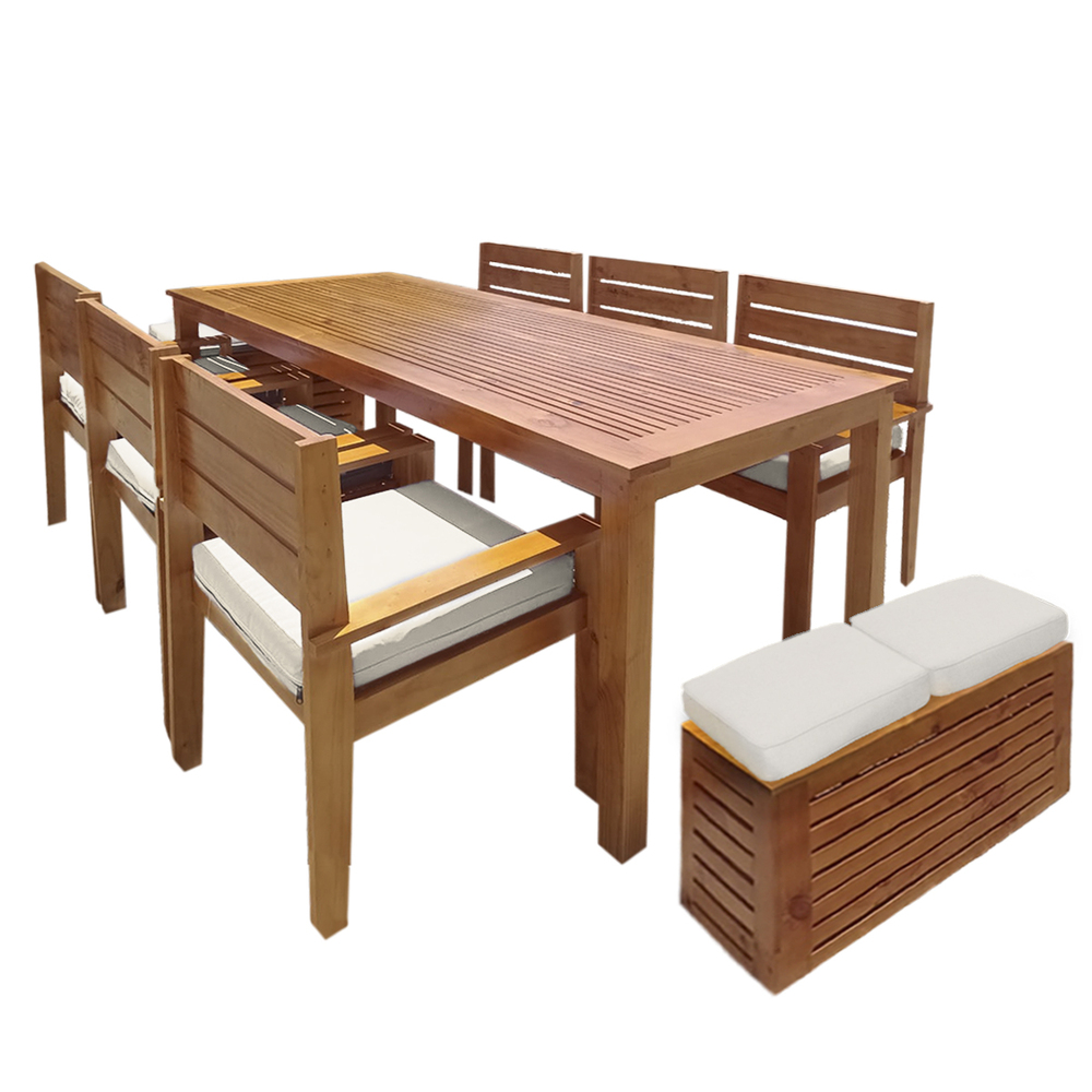 JUEGO COMEDOR MOVENDA MUEBLES BOGOTA 8 PERSONAS MADERA - 8