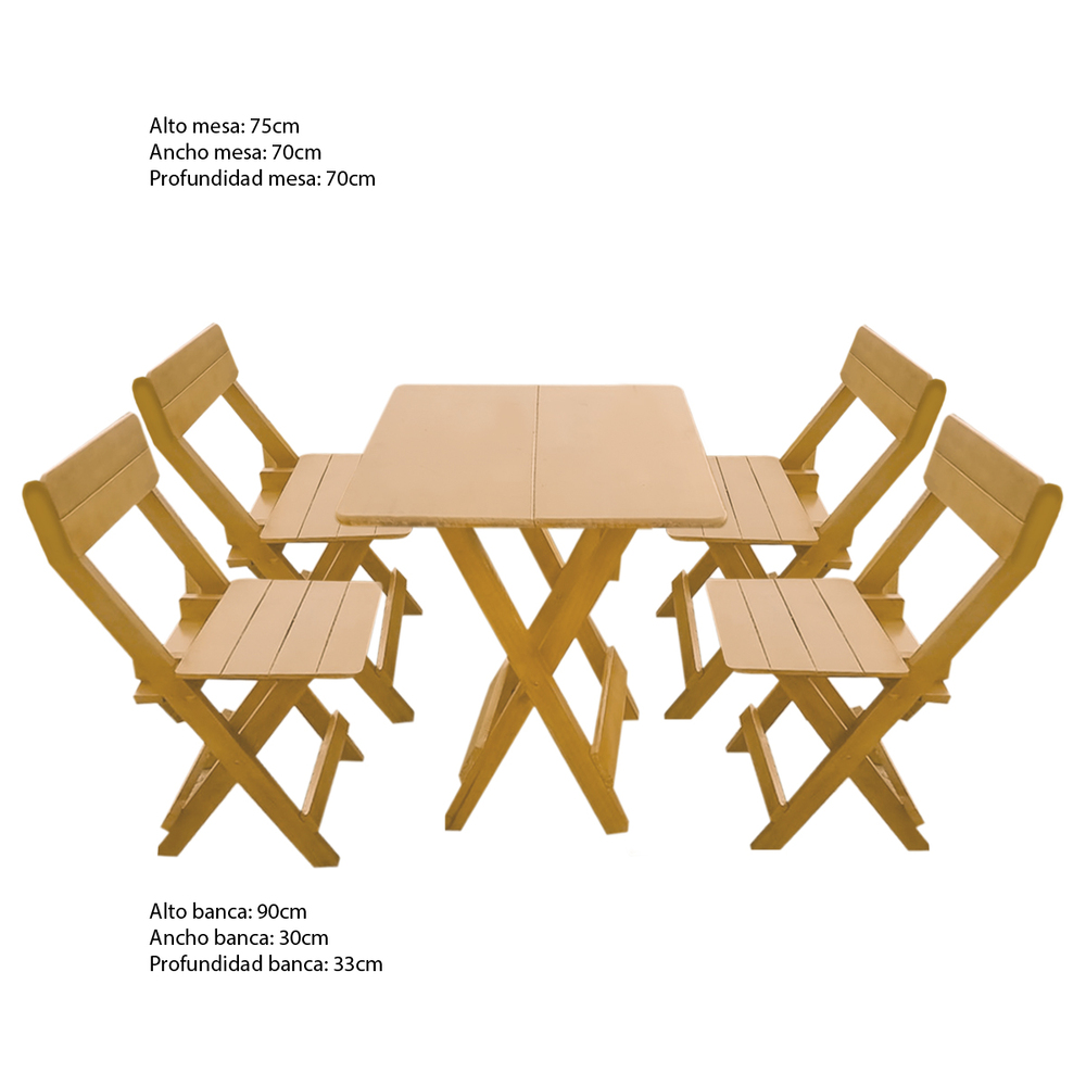 JUEGO COMEDOR MOVENDA MUEBLES PALMIRA 4 PERSONAS MADERA - 6