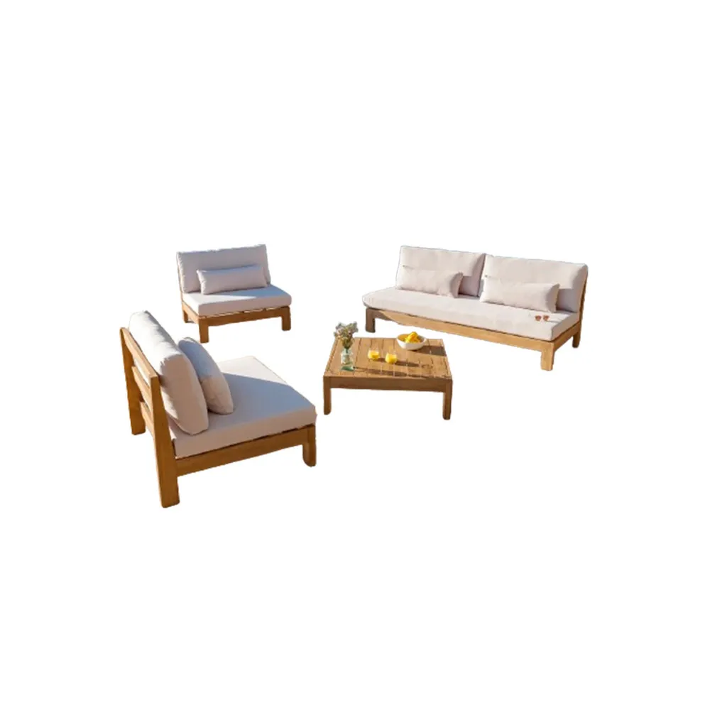 SET JUEGO TERRAZA MOVENDA MUEBLES LECHUZA 4 PERSONAS MESA MARRON - 3