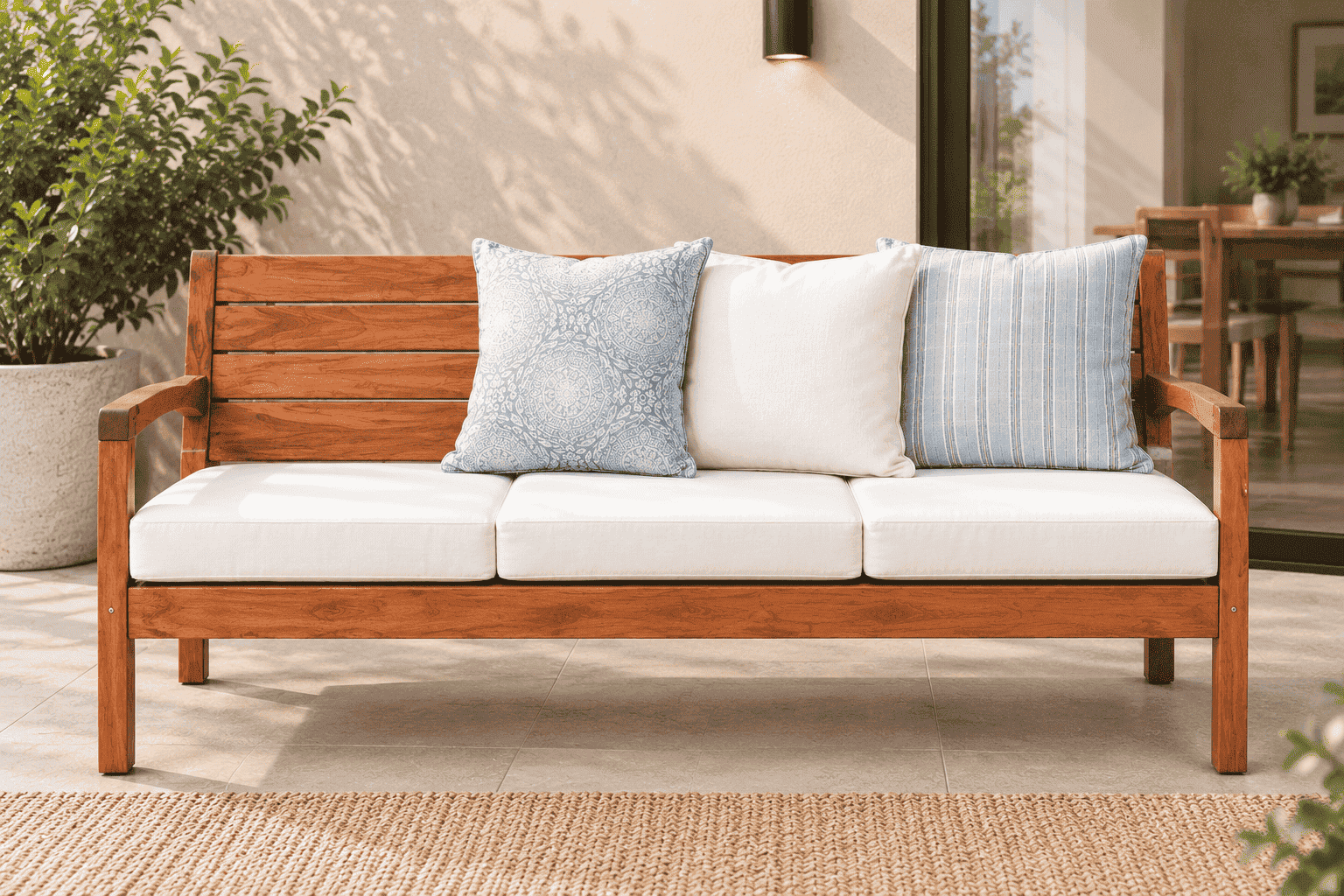 SET JUEGO TERRAZA MOVENDA MUEBLES HALCON 3 PERSONAS MESA MARRON - 5