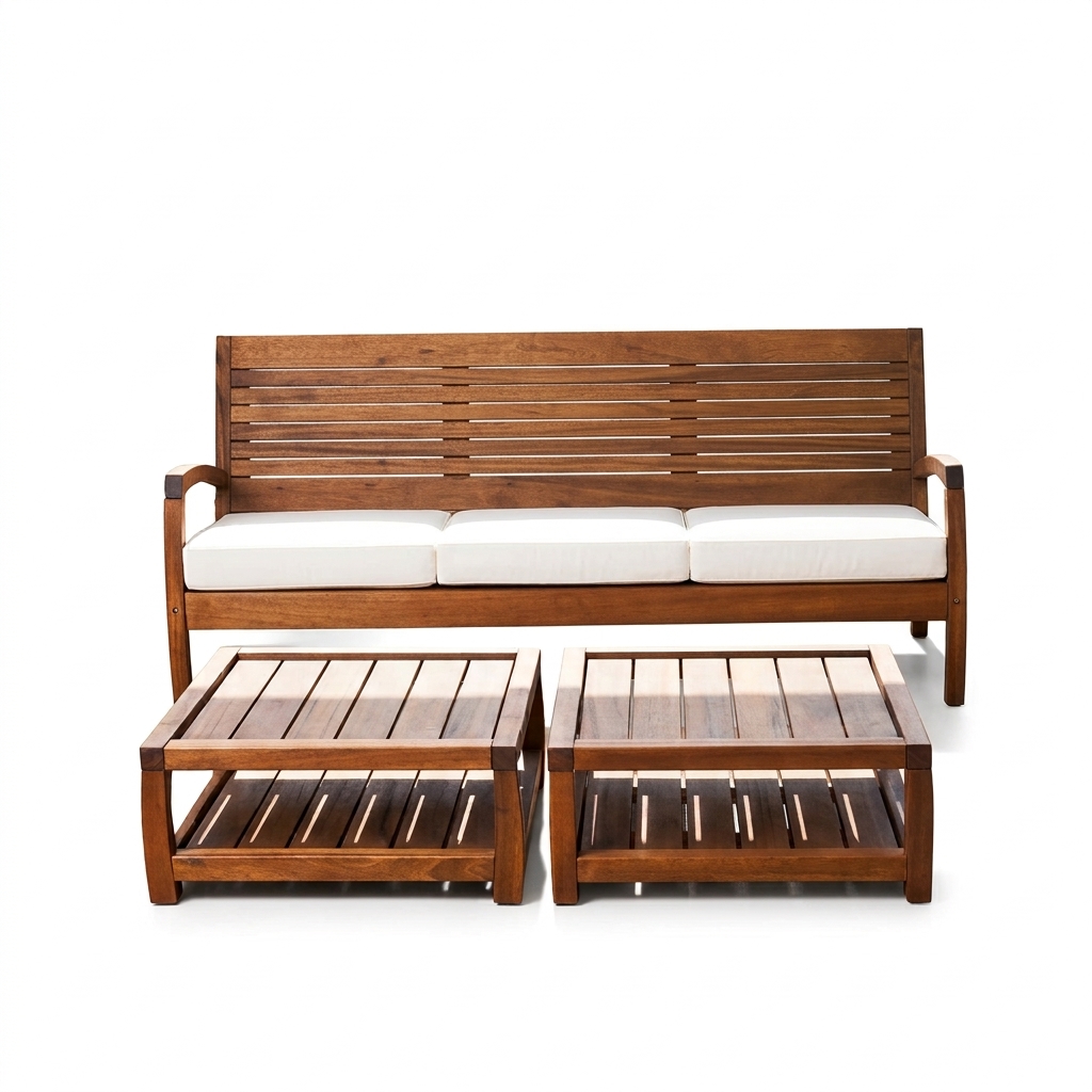SET JUEGO TERRAZA MOVENDA MUEBLES HALCON 3 PERSONAS MESA MARRON - 6