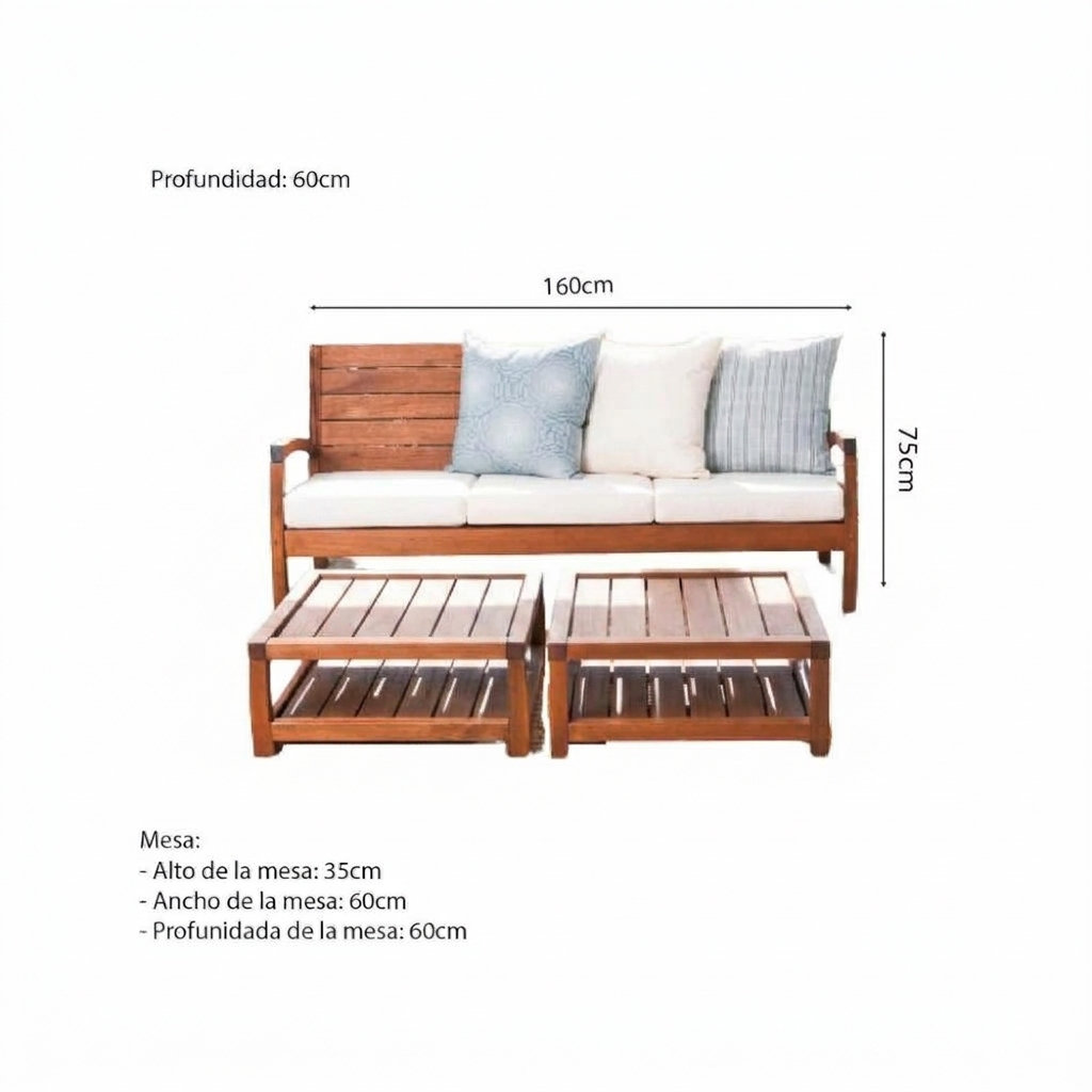 SET JUEGO TERRAZA MOVENDA MUEBLES HALCON 3 PERSONAS MESA MARRON - 7