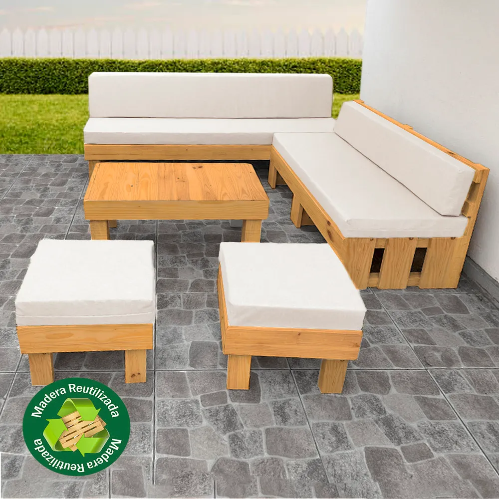 SET JUEGO TERRAZA MOVENDA MUEBLES FALCO 6 PERSONAS MESA MARRON - 1