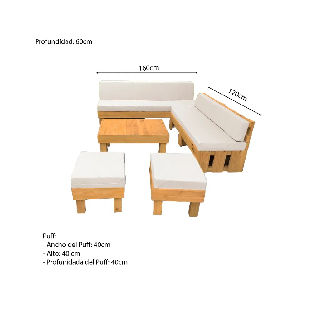 SET JUEGO TERRAZA MOVENDA MUEBLES FALCO 6 PERSONAS MESA MARRON - 2