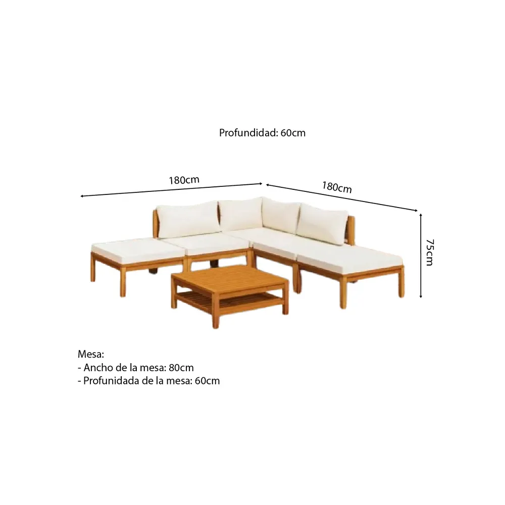 SET JUEGO TERRAZA MOVENDA MUEBLES ALCEDO 5 PERSONAS MESA MARRON - 2
