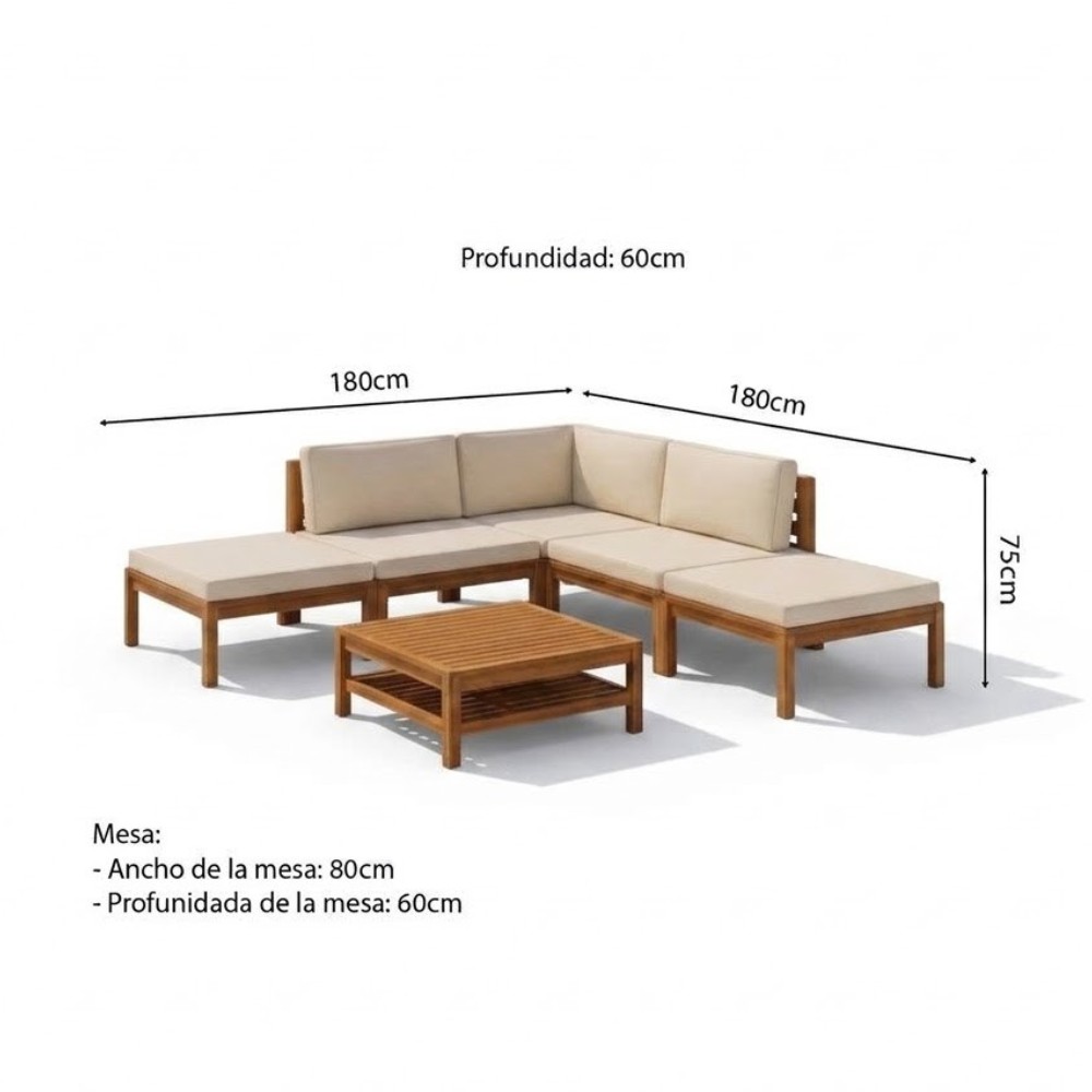SET JUEGO TERRAZA MOVENDA MUEBLES ALCEDO 5 PERSONAS MESA MARRON - 7
