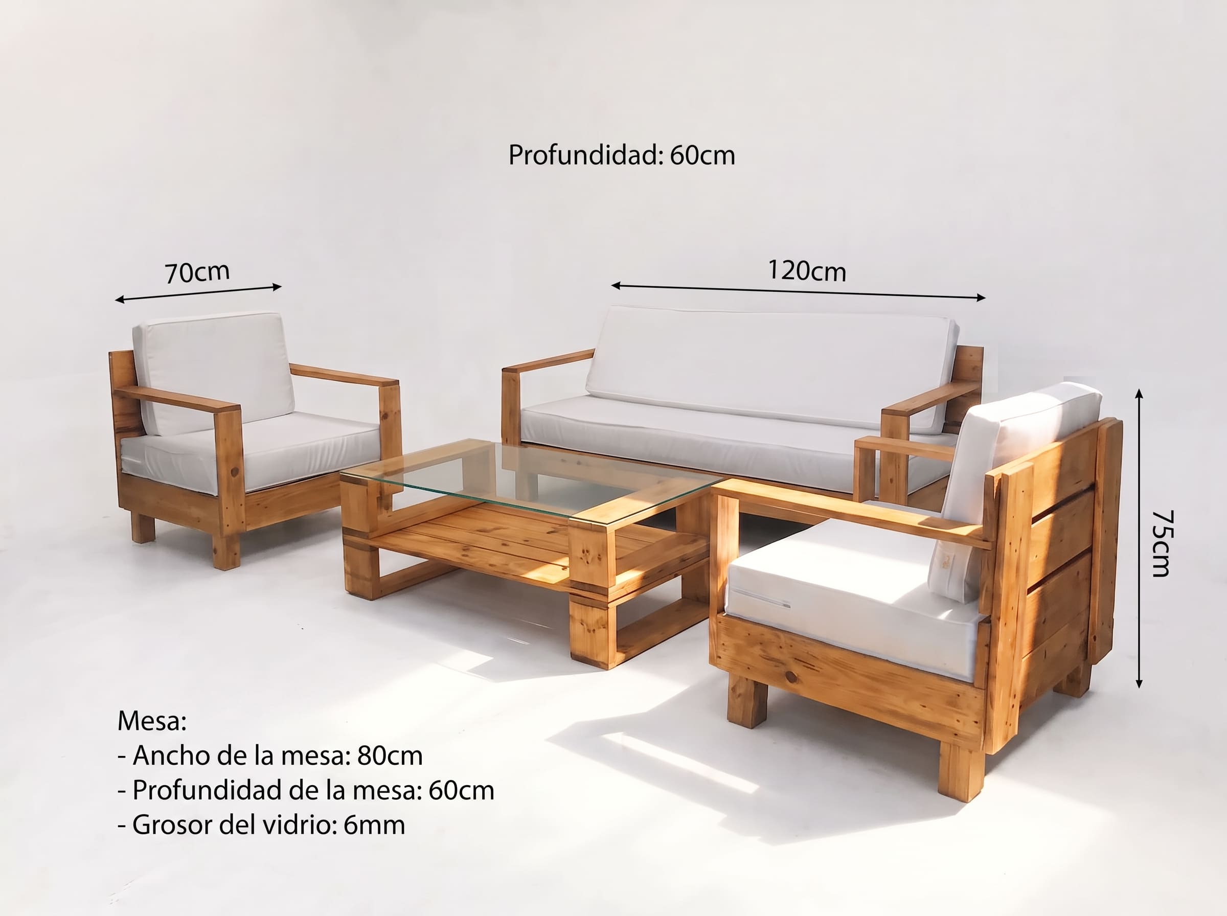 SET JUEGO TERRAZA MOVENDA MUEBLES ELEONORA 4 PERSONAS MESA MARRON - 10