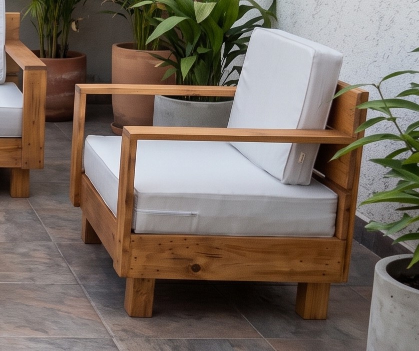 SET JUEGO TERRAZA MOVENDA MUEBLES ELEONORA 4 PERSONAS MESA MARRON - 4