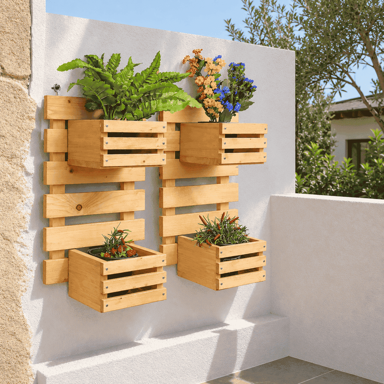 MACETERO MOVENDA MUEBLES CARMIN MADERA DOBLE - 4