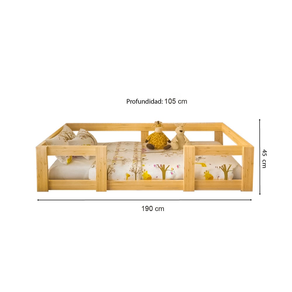 CAMA MOVENDA MUEBLES KILLA MADERA MONTESSORI PLAZA Y MEDIA - 7