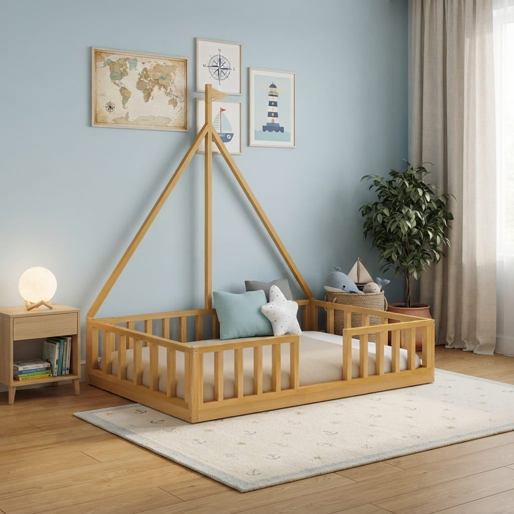 CAMA MOVENDA MUEBLES NINA MADERA MONTESSORI PLAZA Y MEDIA - 4
