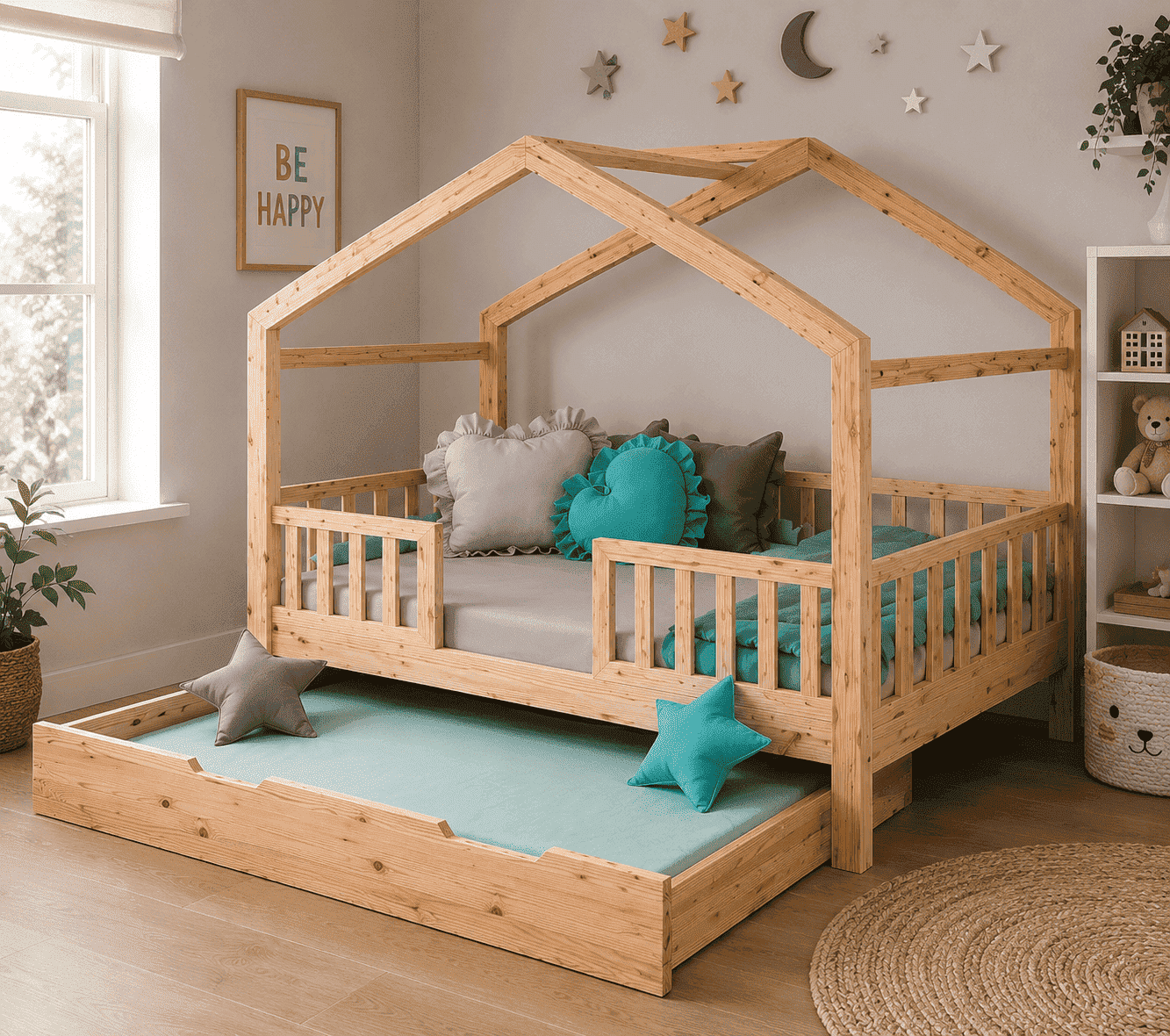 CAMA MOVENDA MUEBLES ANKA MADERA MONTESSORI PLAZA Y MEDIA - 1