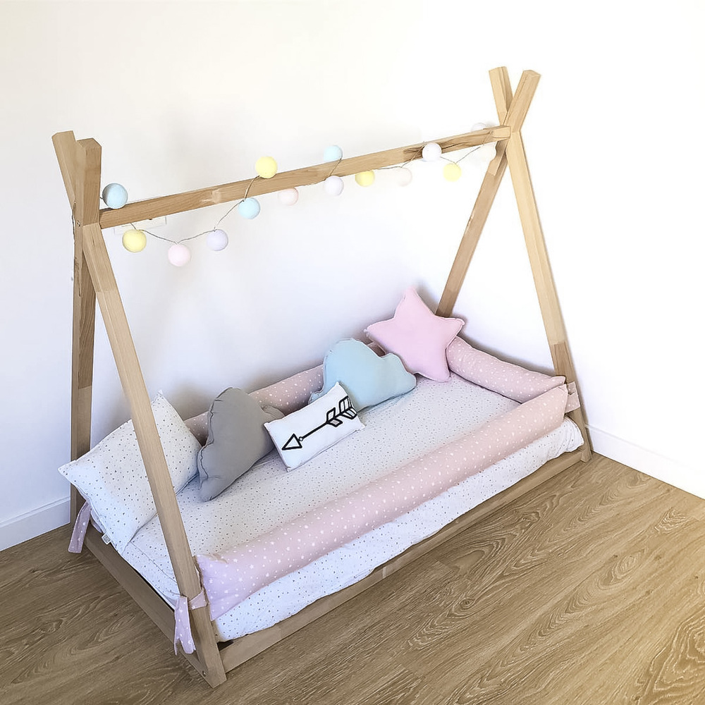 CAMA MOVENDA MUEBLES QORI MADERA MONTESSORI PLAZA Y MEDIA - 4
