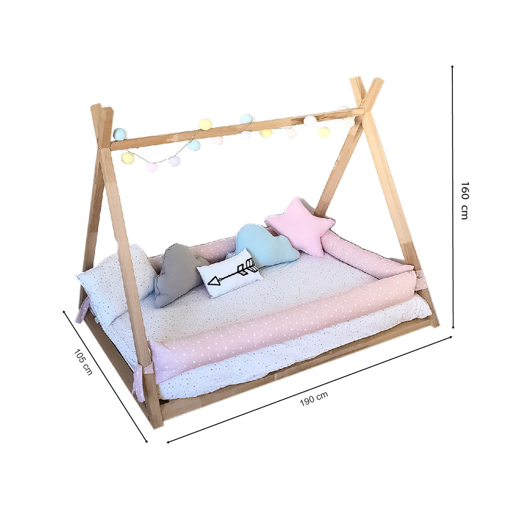 CAMA MOVENDA MUEBLES QORI MADERA MONTESSORI PLAZA Y MEDIA - 6