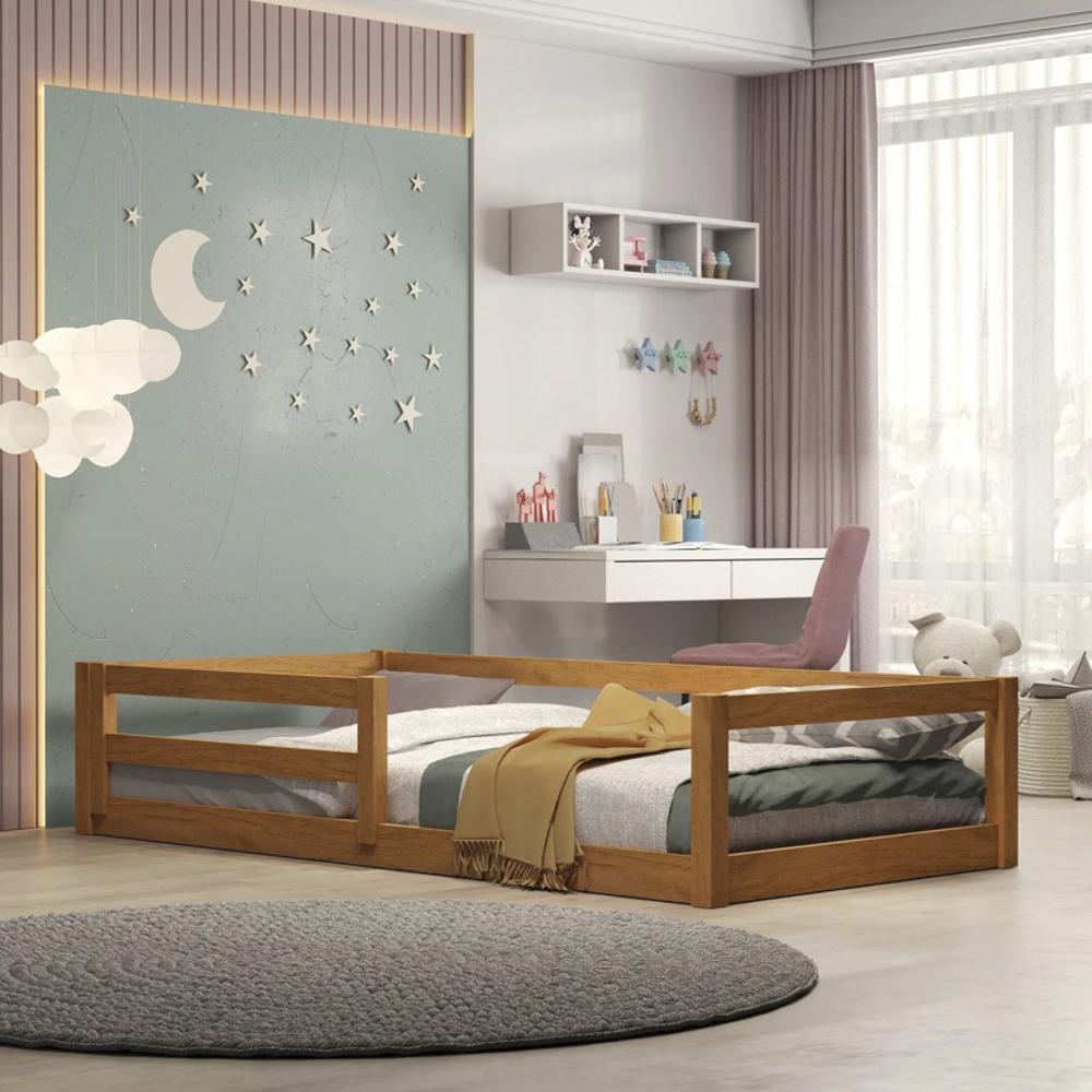 CAMA MONTESSORI DE MADERA INTI PLAZA Y MEDIA CAOBA MOVENDA - 1