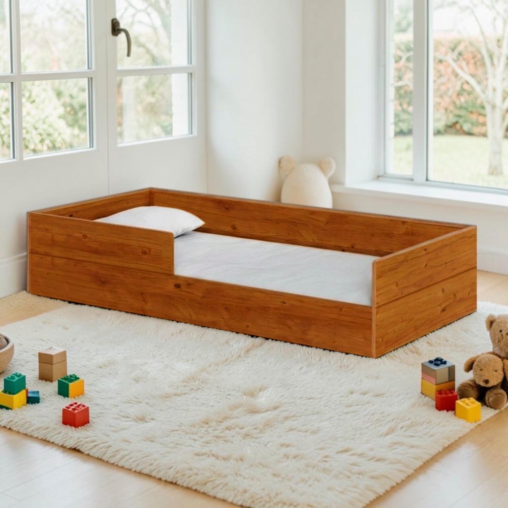 CAMA MONTESSORI DE MADERA RUNI PLAZA Y MEDIA CAOBA MOVENDA - 1