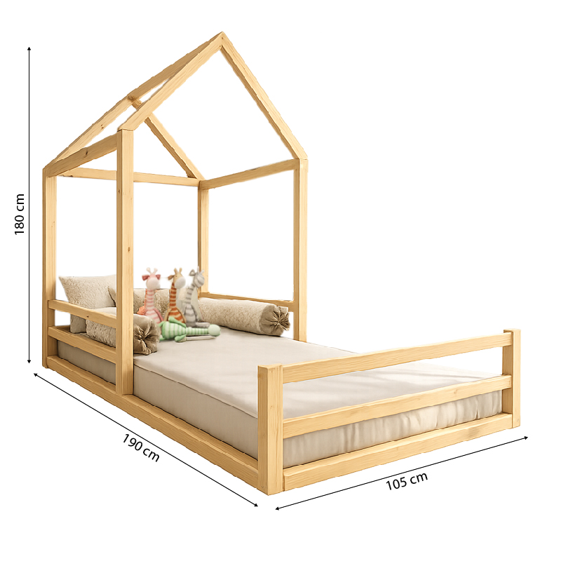 CAMA MONTESSORI DE MADERA SUYANA PLAZA Y MEDIA MOVENDA - 5