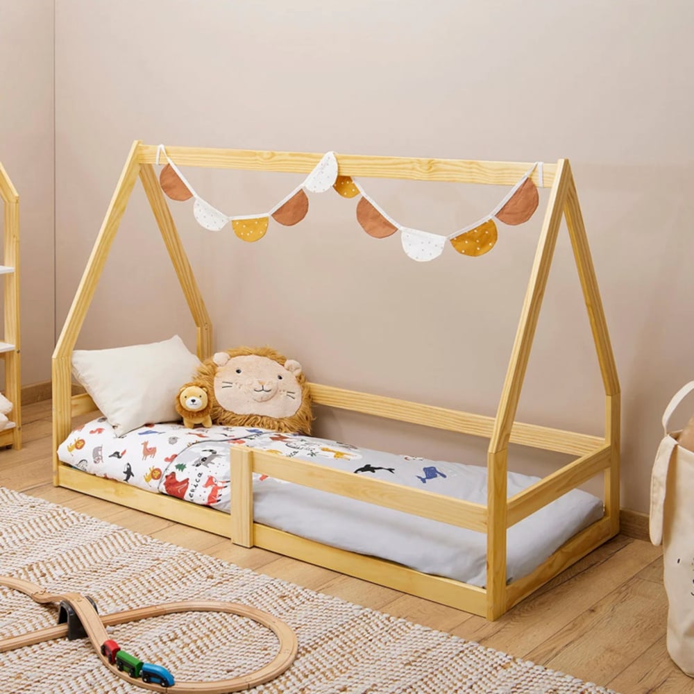 CAMA MONTESSORI DE MADERA TAMIA PLAZA Y MEDIA MOVENDA - 1