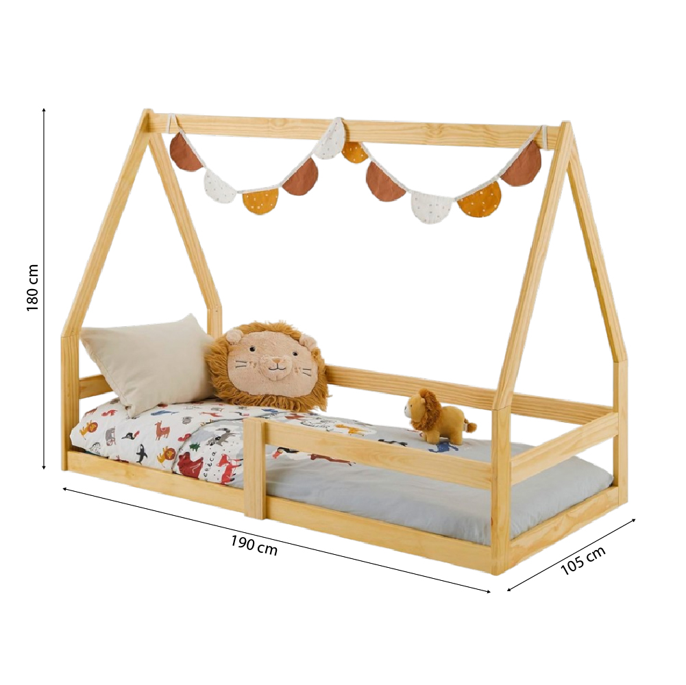 CAMA MONTESSORI DE MADERA TAMIA PLAZA Y MEDIA MOVENDA - 6