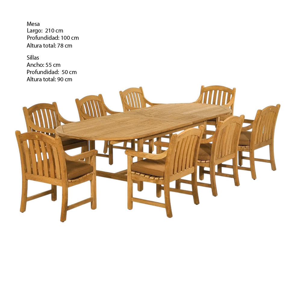 COMEDOR DE EXTERIOR DE MADERA ACACIA 8 PERSONAS MOVENDA - 7